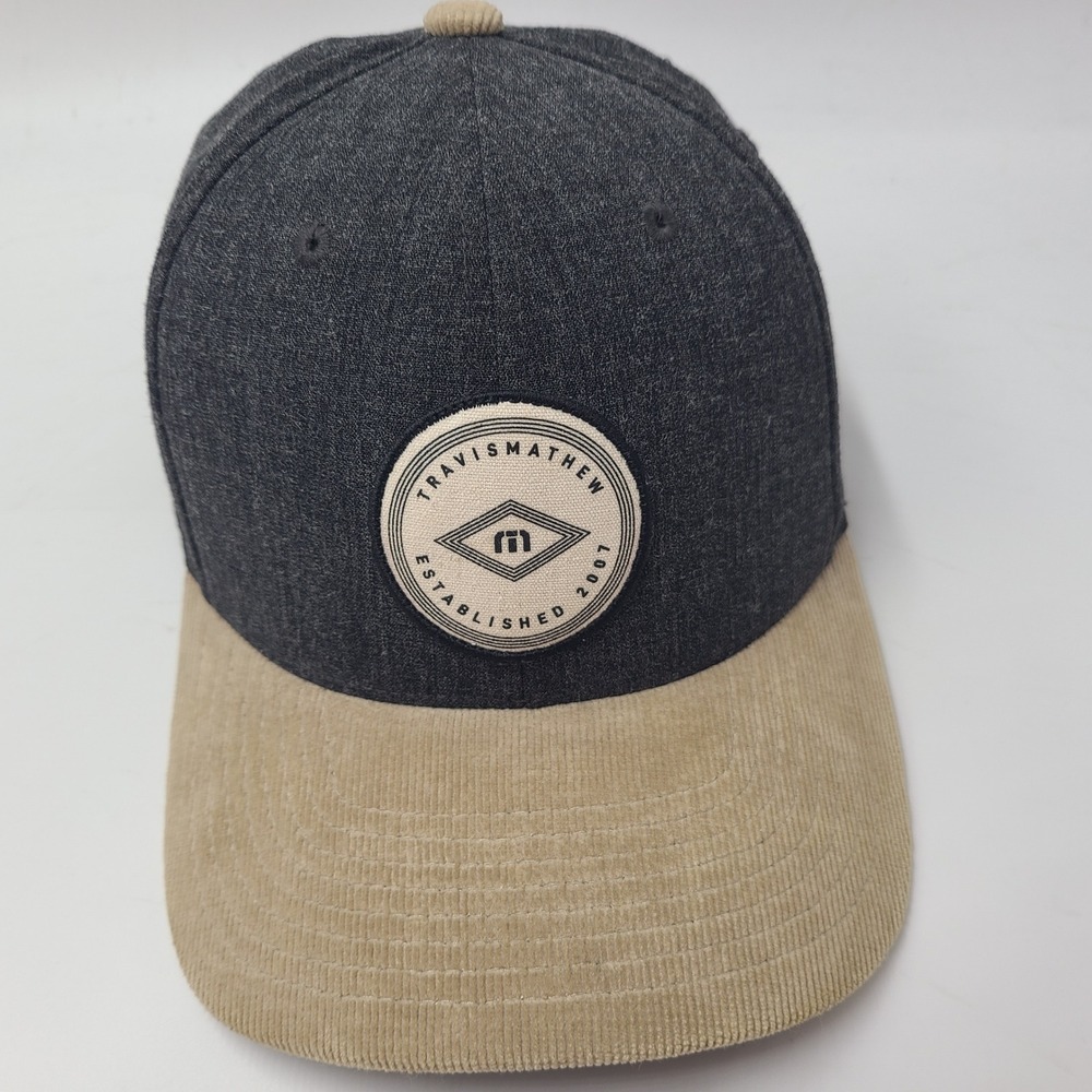 Travis Mathew Hat Snapback Gray Beige Corduroy Brim Golf Casual Outdoors Men